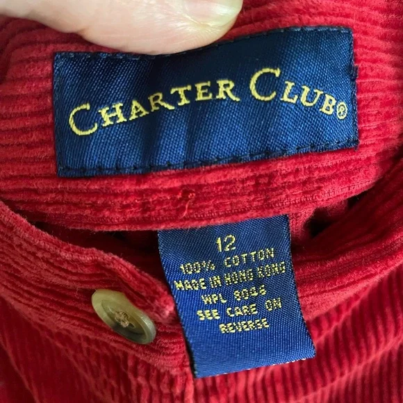 Vintage 80s/90s Women Charter Club Hi-Rise Red Ribbed Corduroy Pleated Pants 12 - Picture 5 of 9